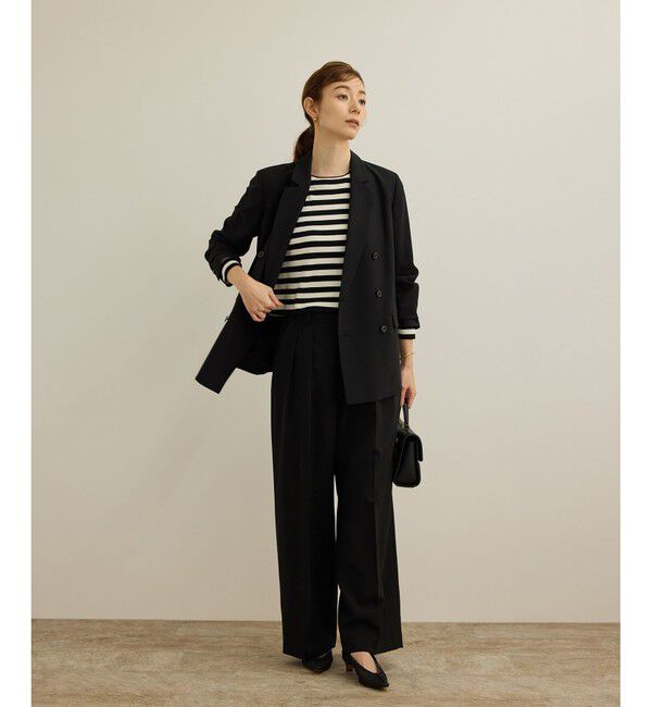 ROPE「【洗える】ウォッシャブルシルク 総針ボーダープルオーバー」|Tシャツ・カットソー|