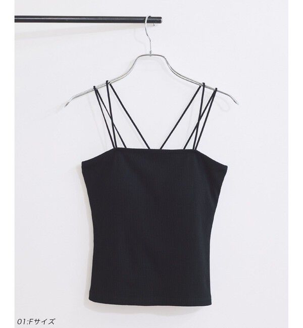 VIS「【選べる着丈】カップ付きWストラップキャミソール【洗える】」|キャミソール|