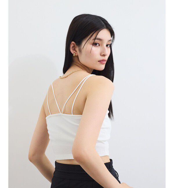 VIS「【選べる着丈】カップ付きWストラップキャミソール【洗える】」|キャミソール|