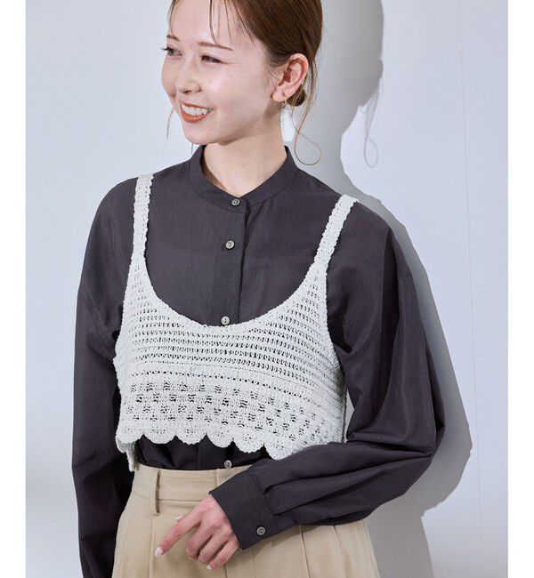 Rope&rsquo;Picnic「着丈が選べるバンドカラー無地シアーシャツ」|シャツ・ブラウス|