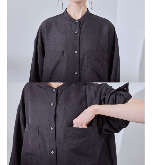 Rope&rsquo;Picnic「着丈が選べるバンドカラー無地シアーシャツ」|シャツ・ブラウス|