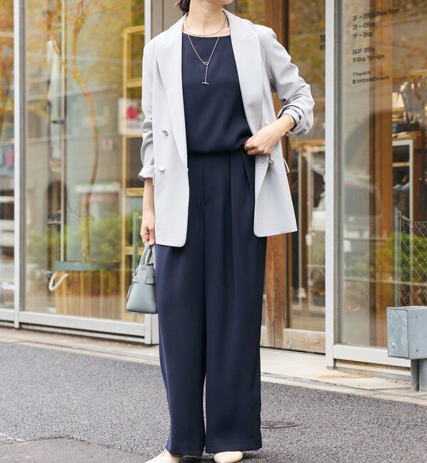  「【セットアップ対応可】ダブルサテンハーフスリーブブラウス」|シャツ・ブラウス|