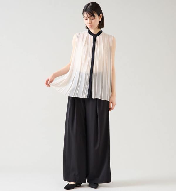 TIARA「バイカラープリーツトップス」|シャツ・ブラウス|
