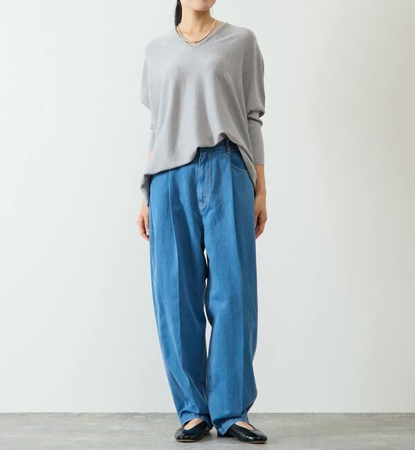 Liesse「【定番】ラメ混前後V袖リブオーバーニット」|ニット・セーター|