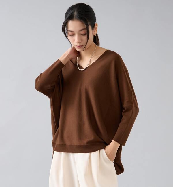 Liesse「【定番】前後V袖リブオーバーニット」|ニット・セーター|