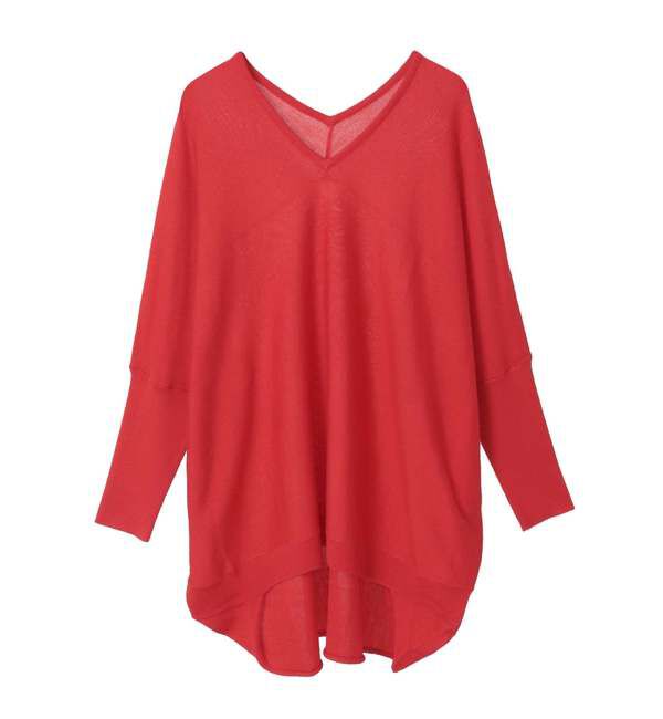 Liesse「【定番】前後V袖リブオーバーニット」|ニット・セーター|レッド