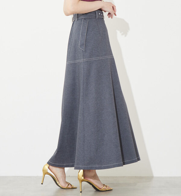 Soffitto「デニム調麻混ベルト付きスカート」|スカート|