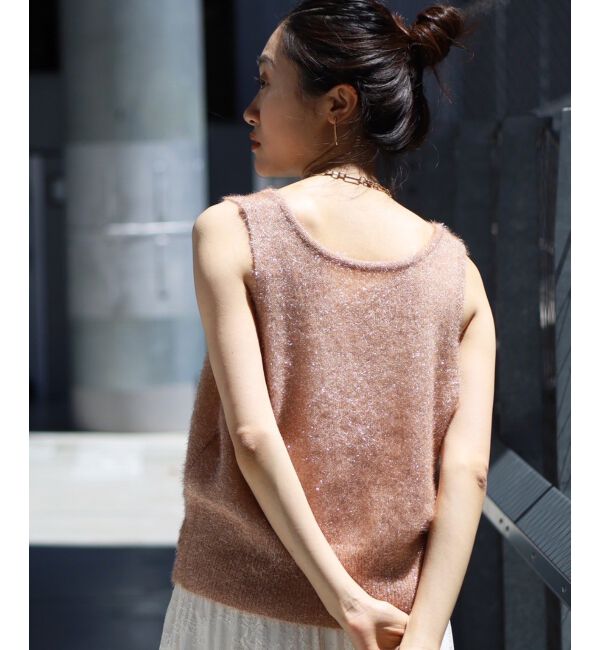 le.coeur blanc「《手洗い可能》シャイニーシャギーニットベスト」|ベスト・ジレ|