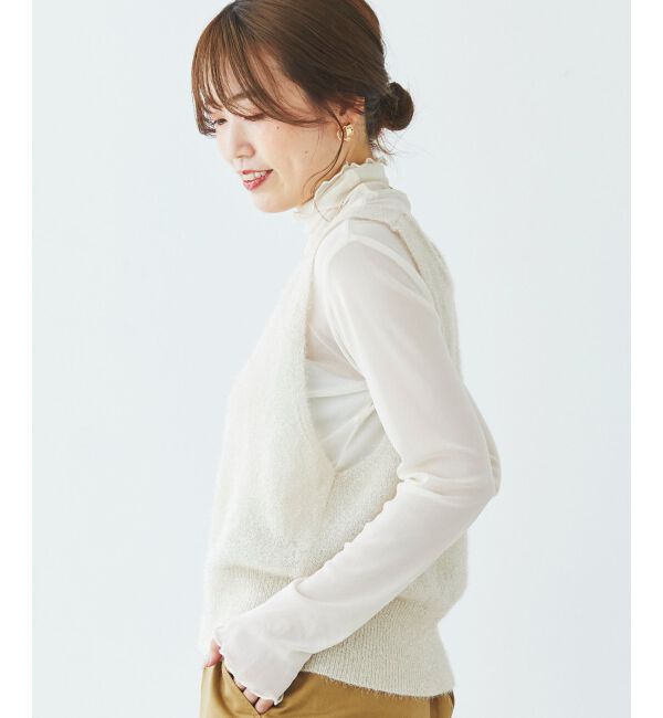 le.coeur blanc「《手洗い可能》シャイニーシャギーニットベスト」|ベスト・ジレ|