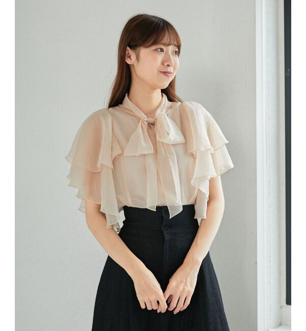 MAJESTICLEGON「ボウタイフリルシアーブラウス」|シャツ・ブラウス|