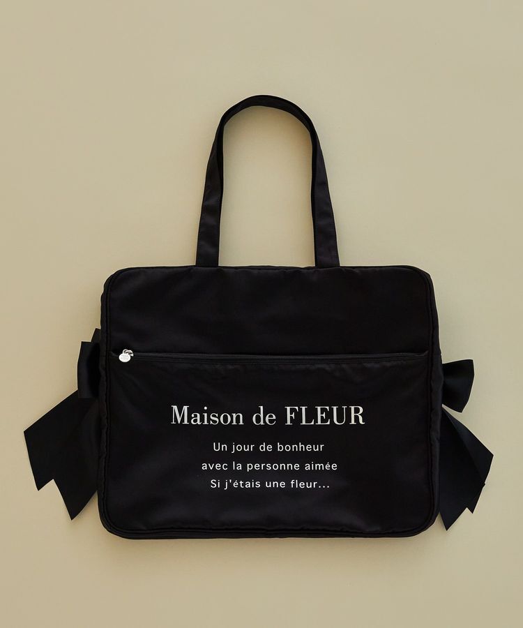Maison de FLEUR「サテンキャリーオンバッグ」|トートバッグ|ブラック