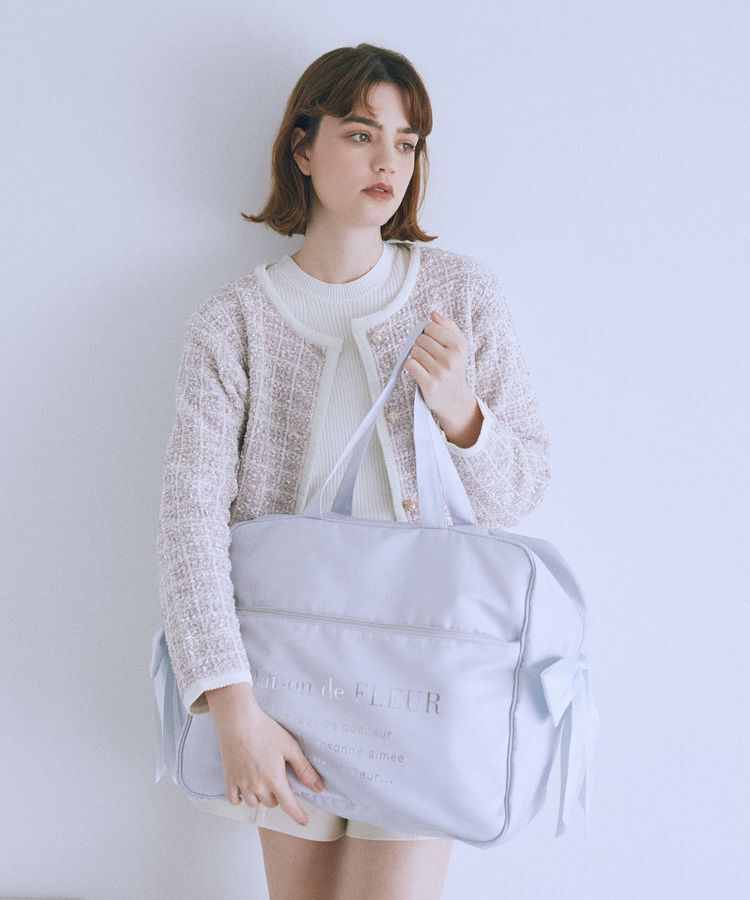 Maison de FLEUR「サテンキャリーオンバッグ」|トートバッグ|ライトブルー