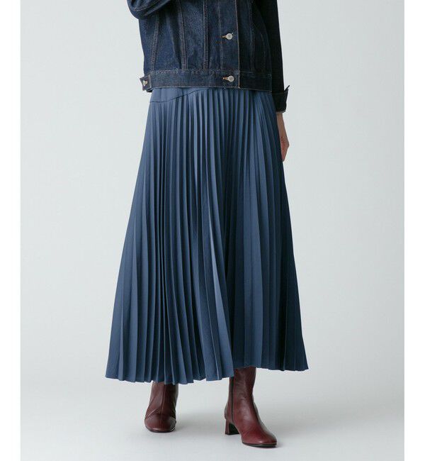 allureville「ハイウエストプリーツスカート」|スカート|ブルー