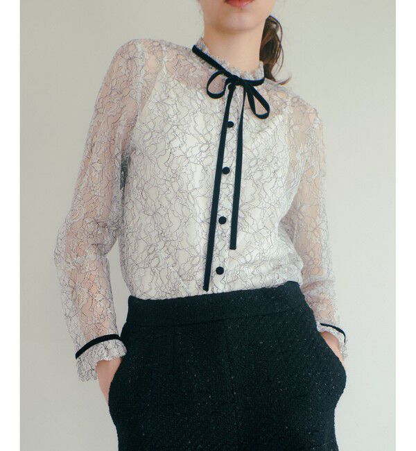 LOULOU WILLOUGHBY「【LOULOU WILLOUGHBY】レースベロアリボンブラウス」|シャツ・ブラウス|