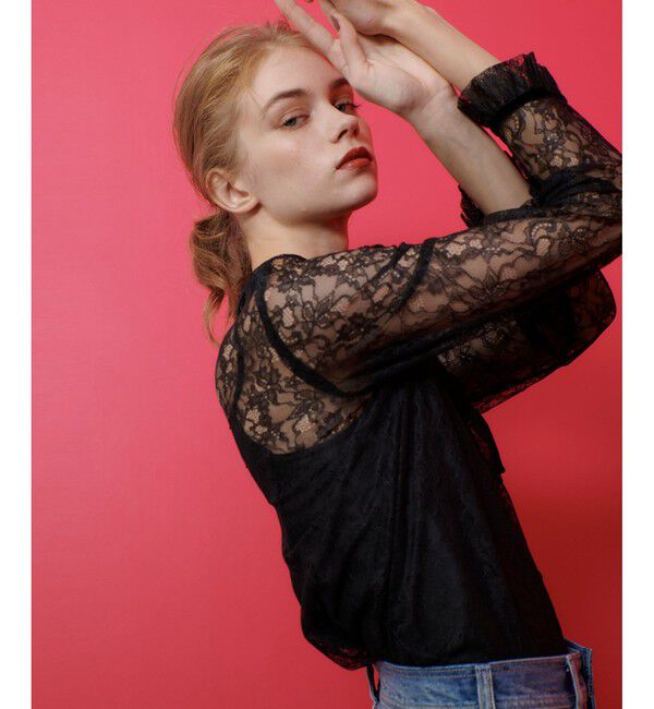 LOULOU WILLOUGHBY「【LOULOU WILLOUGHBY】レースベロアリボンブラウス」|シャツ・ブラウス|