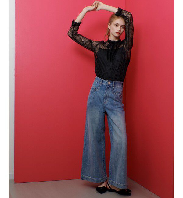 LOULOU WILLOUGHBY「【LOULOU WILLOUGHBY】レースベロアリボンブラウス」|シャツ・ブラウス|