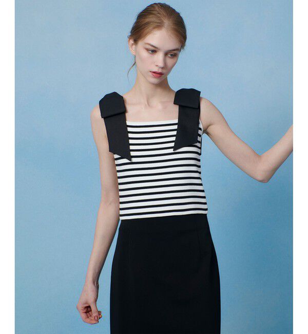 LOULOU WILLOUGHBY「【LOULOU WILLOUGHBY】ショルダーリボンミニタンクプルオーバー」|ニット・セーター|