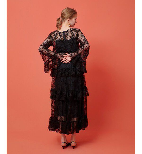 LOULOU WILLOUGHBY「【LOULOU WILLOUGHBY】フロッキードットレースワンピース」|ワンピース|