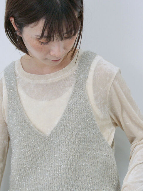 Samansa Mos2 blue「◎シアーベロアプルオーバー」|Tシャツ・カットソー|キナリ