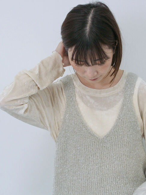 Samansa Mos2 blue「◎シアーベロアプルオーバー」|Tシャツ・カットソー|