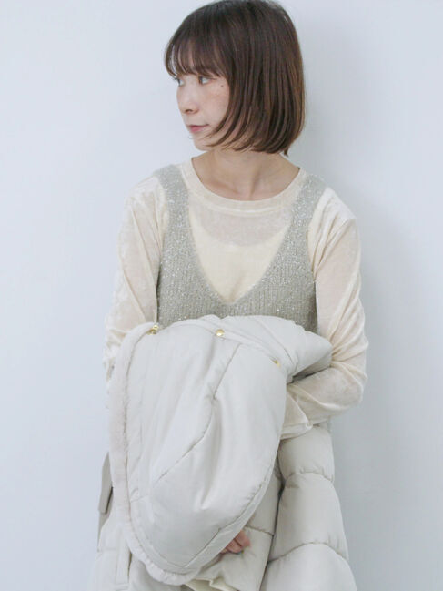 Samansa Mos2 blue「◎シアーベロアプルオーバー」|Tシャツ・カットソー|