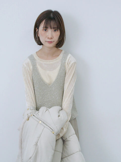 Samansa Mos2 blue「◎シアーベロアプルオーバー」|Tシャツ・カットソー|