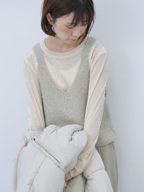 Samansa Mos2 blue「◎シアーベロアプルオーバー」|Tシャツ・カットソー|