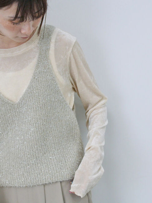 Samansa Mos2 blue「◎シアーベロアプルオーバー」|Tシャツ・カットソー|