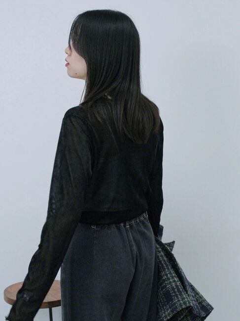 Samansa Mos2 blue「◎シアーベロアプルオーバー」|Tシャツ・カットソー|