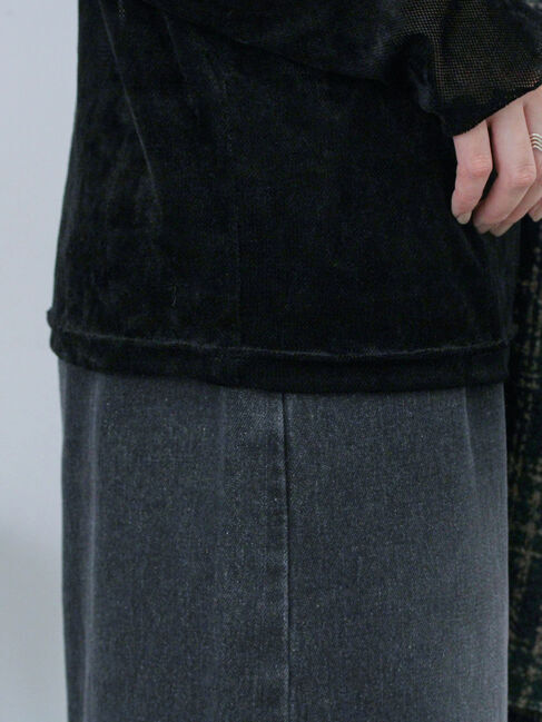 Samansa Mos2 blue「◎シアーベロアプルオーバー」|Tシャツ・カットソー|