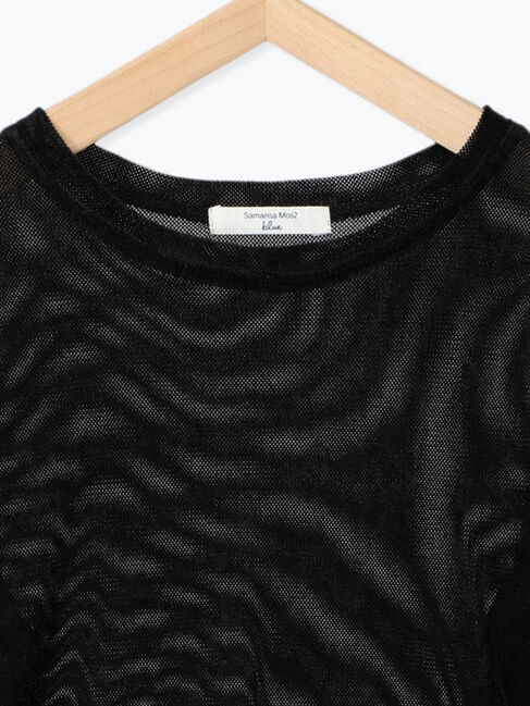 Samansa Mos2 blue「◎シアーベロアプルオーバー」|Tシャツ・カットソー|