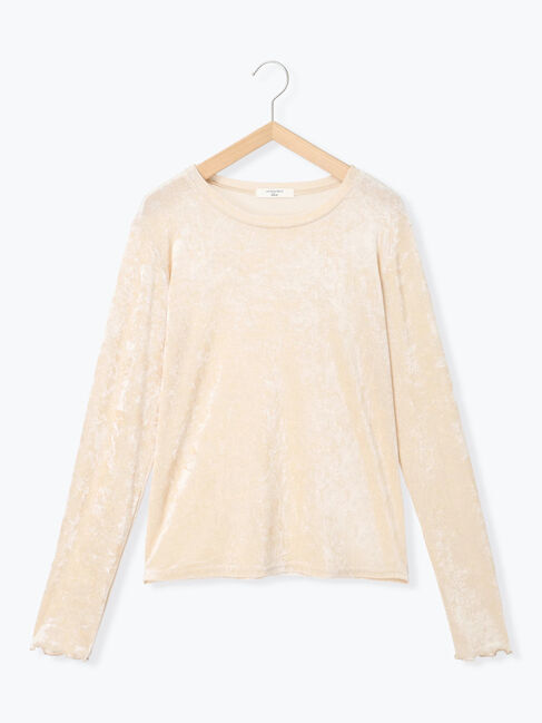 Samansa Mos2 blue「◎シアーベロアプルオーバー」|Tシャツ・カットソー|