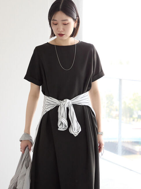 Samansa Mos2 blue「リネンタッチマキシワンピース」|ワンピース|