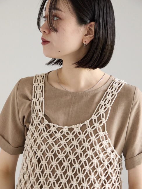 Samansa Mos2 blue「リネンタッチマキシワンピース」|ワンピース|