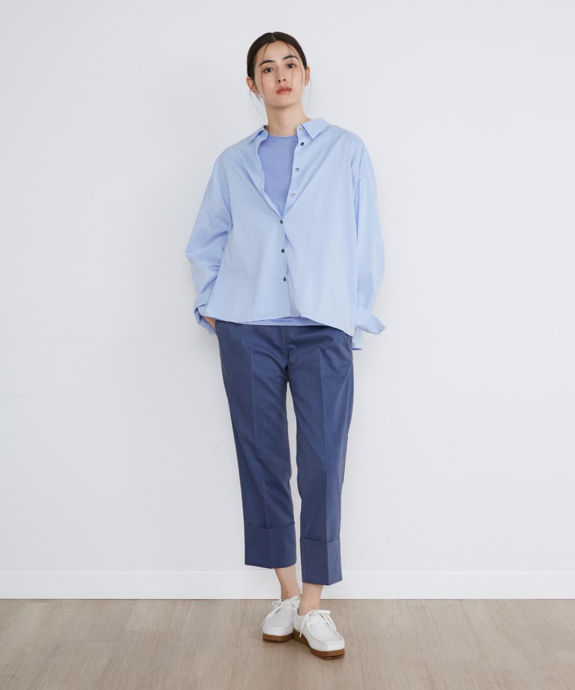 I.T.'S international「デニムライクロールアップテーパードパンツ」|その他|ブルー1