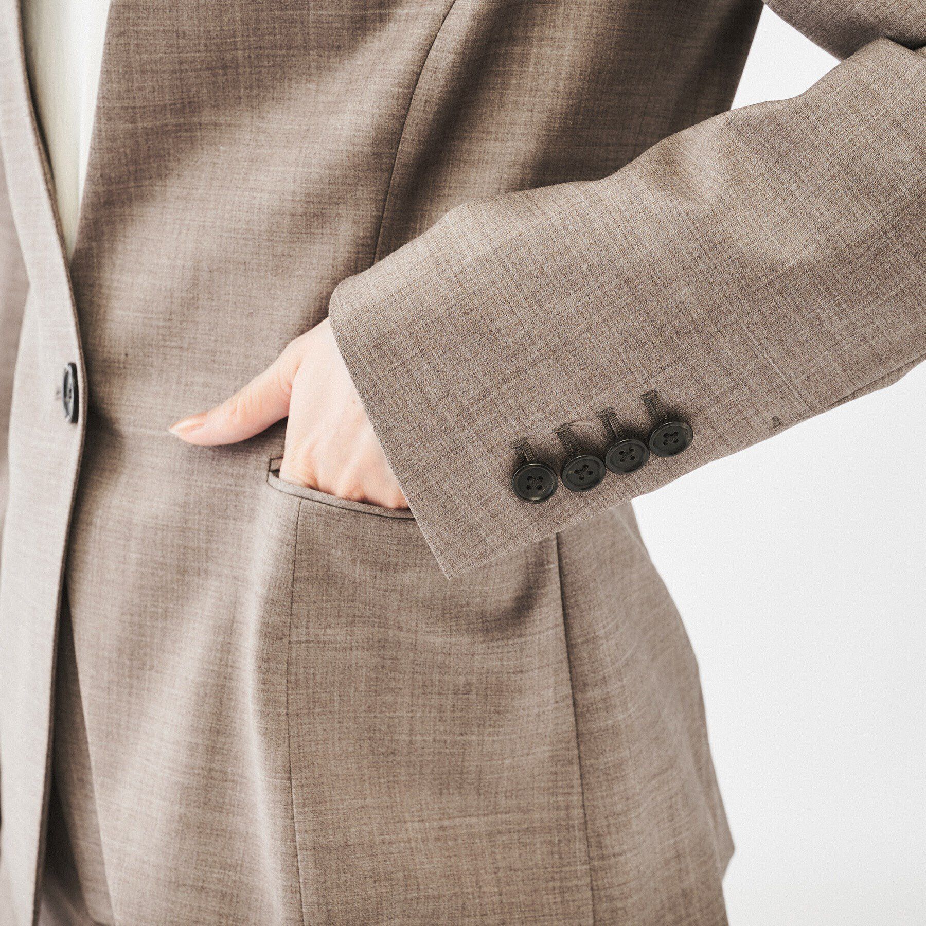 UNTITLED「【通勤スーツ/日本製】ウーステッド カラーレスジャケット」|ノーカラージャケット|