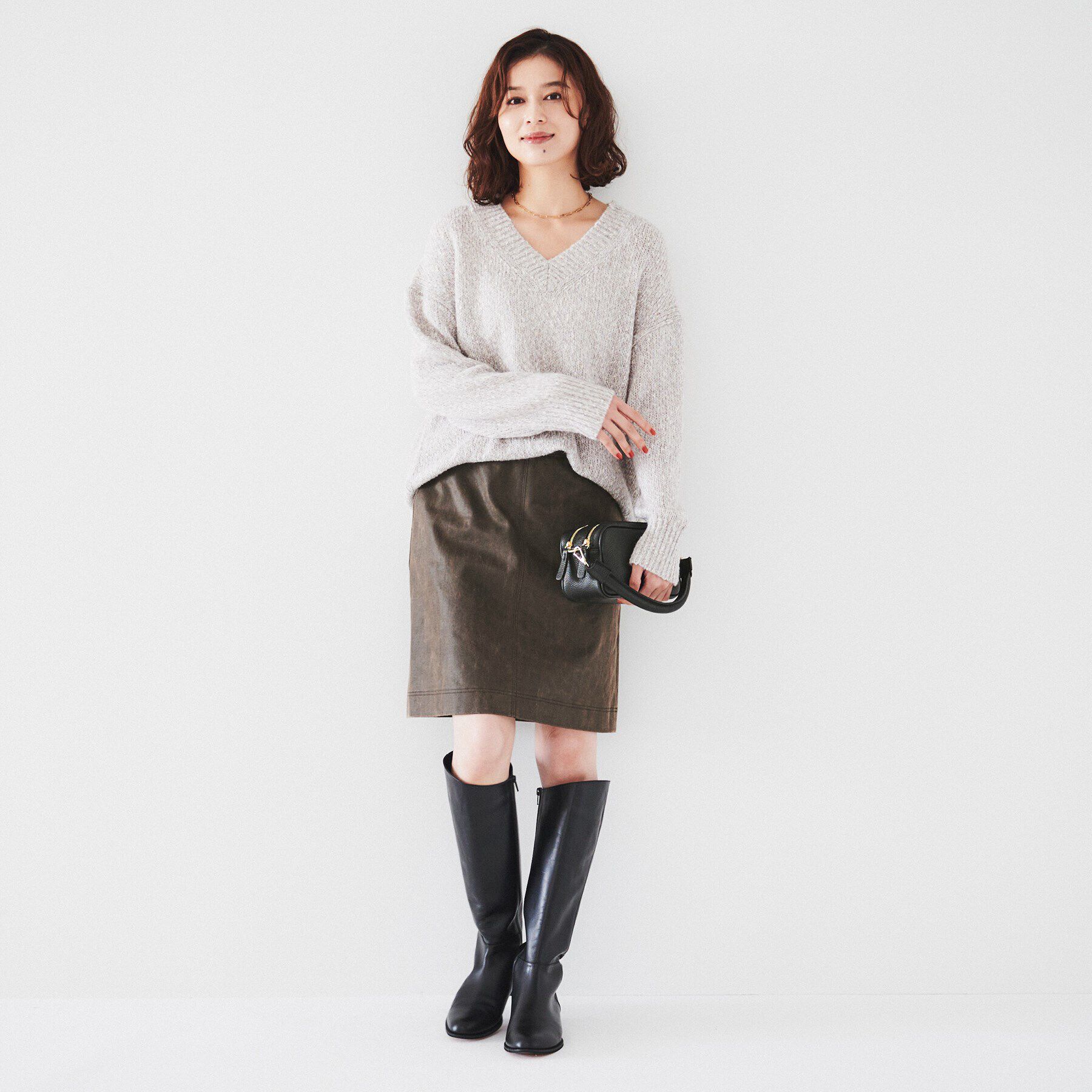 UNTITLED「【日本製/ヴィンテージ感】レザー調ミニスカート」|スカート|