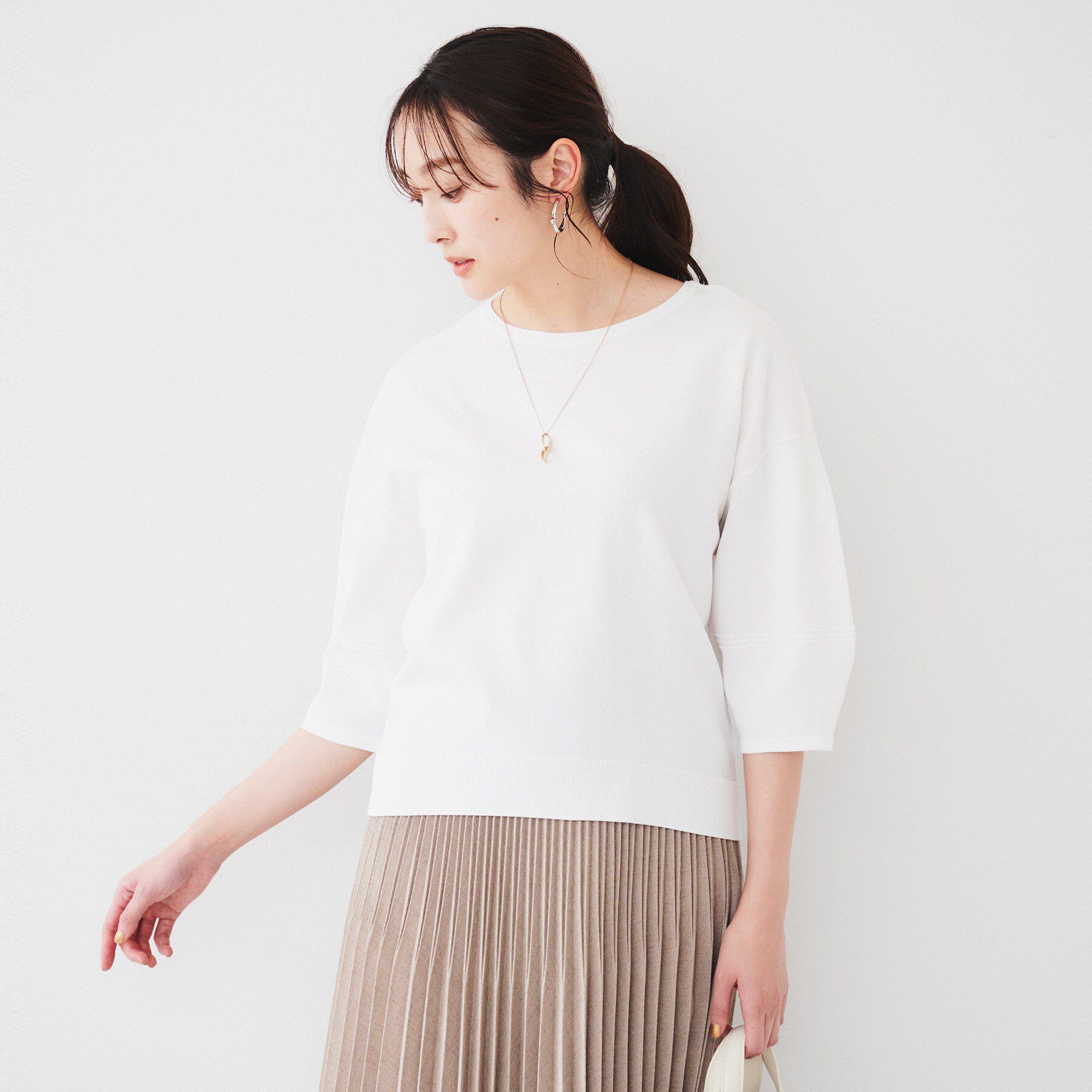 UNTITLED「【袖コンシャス/着映え/六分袖】ランタンスリーブニット」|ニット・セーター|