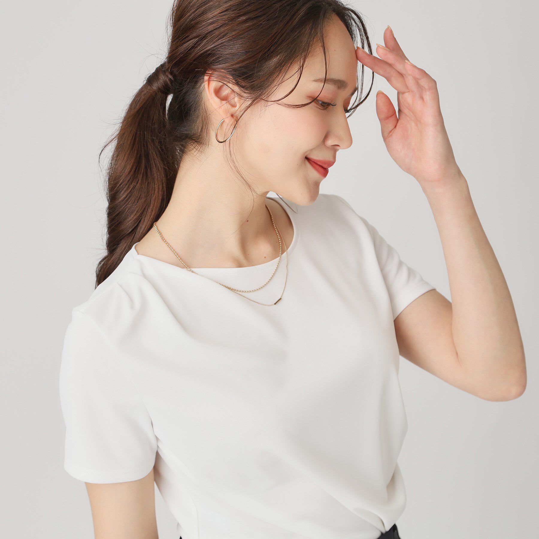 COUP DE CHANCE「【洗える／一枚着】ドレープデャージトップス」|シャツ・ブラウス|