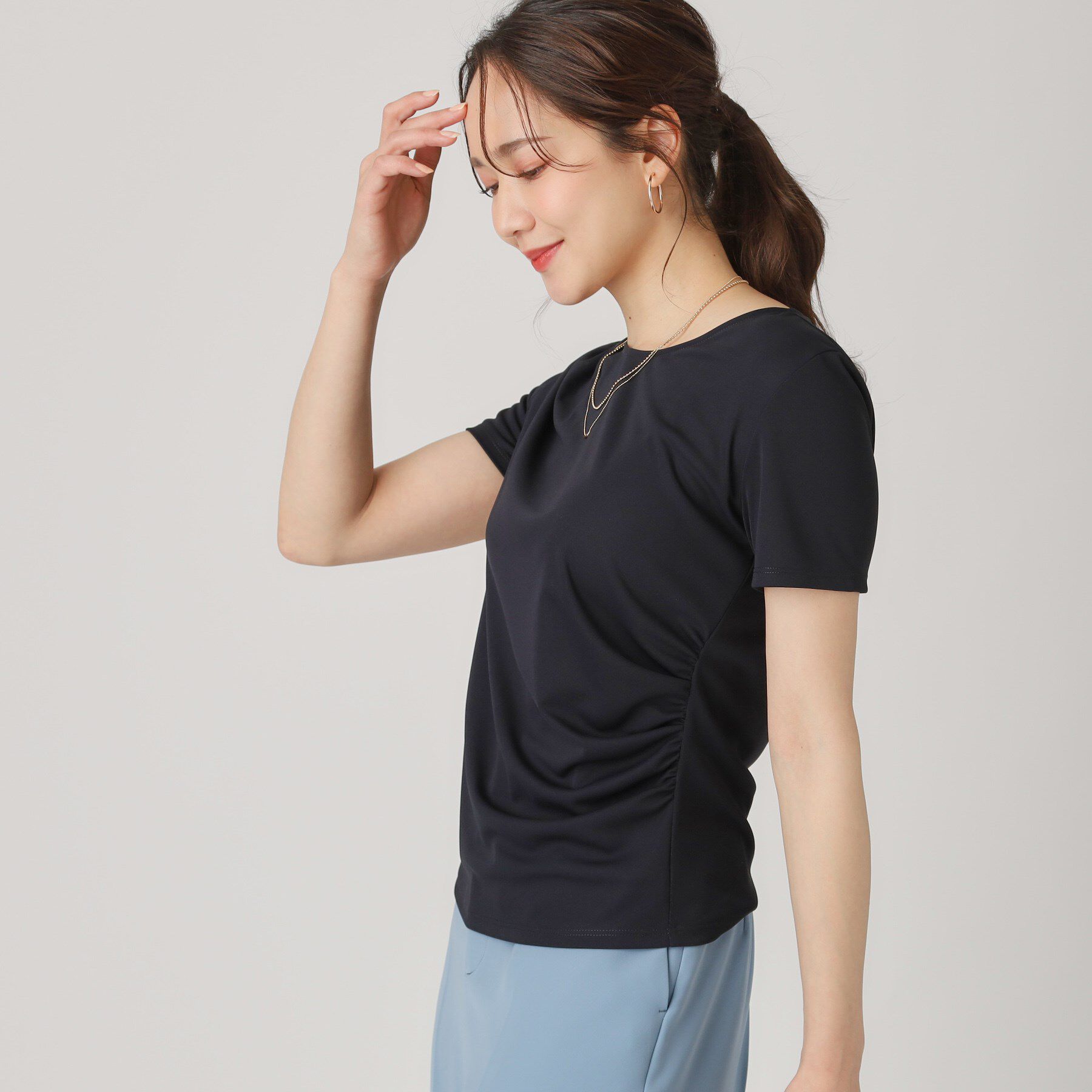 COUP DE CHANCE「【洗える／一枚着】ドレープデャージトップス」|シャツ・ブラウス|