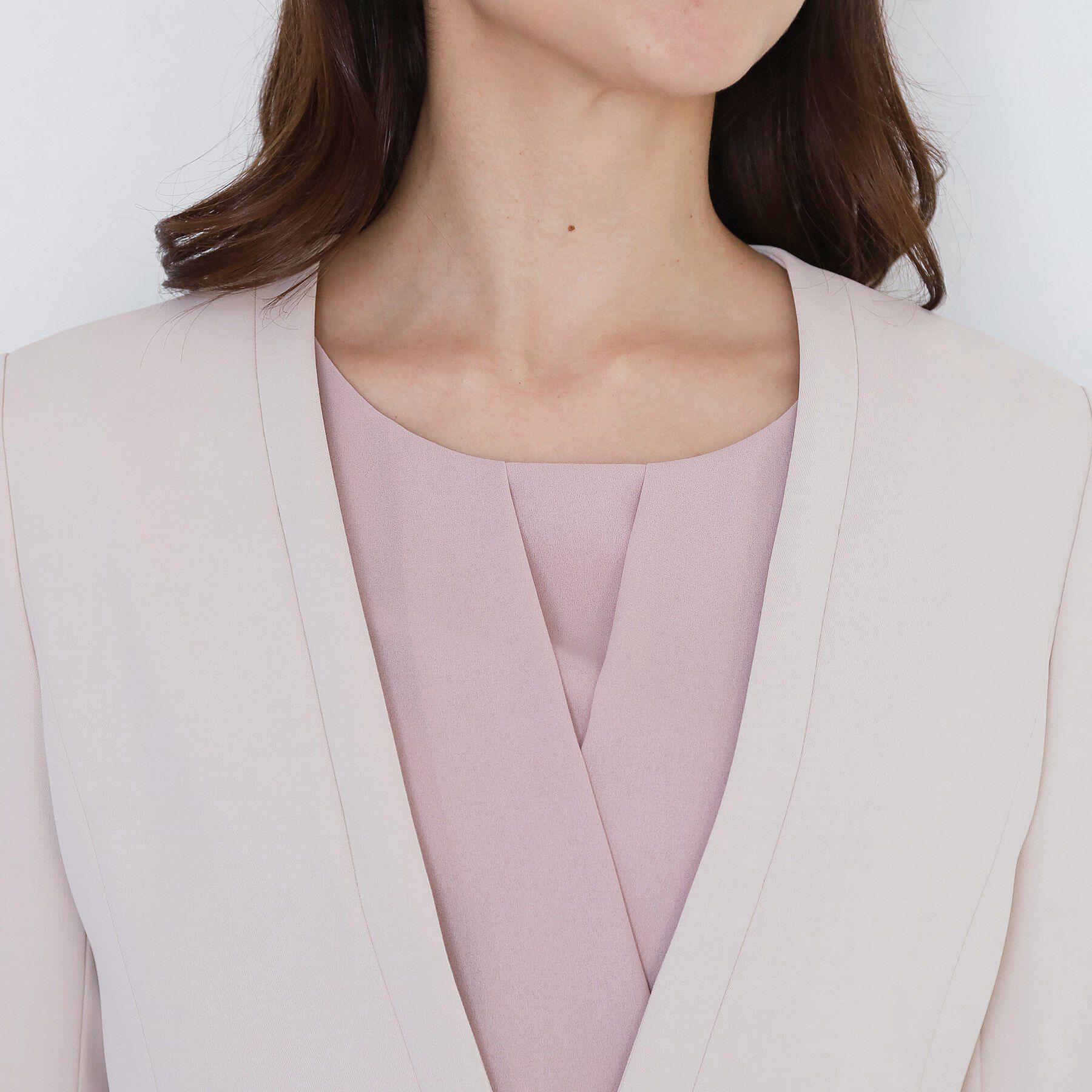 COUP DE CHANCE「【手洗い可／日本製／伸縮性／スーツ可】カラーレスジャケット」|ノーカラージャケット|