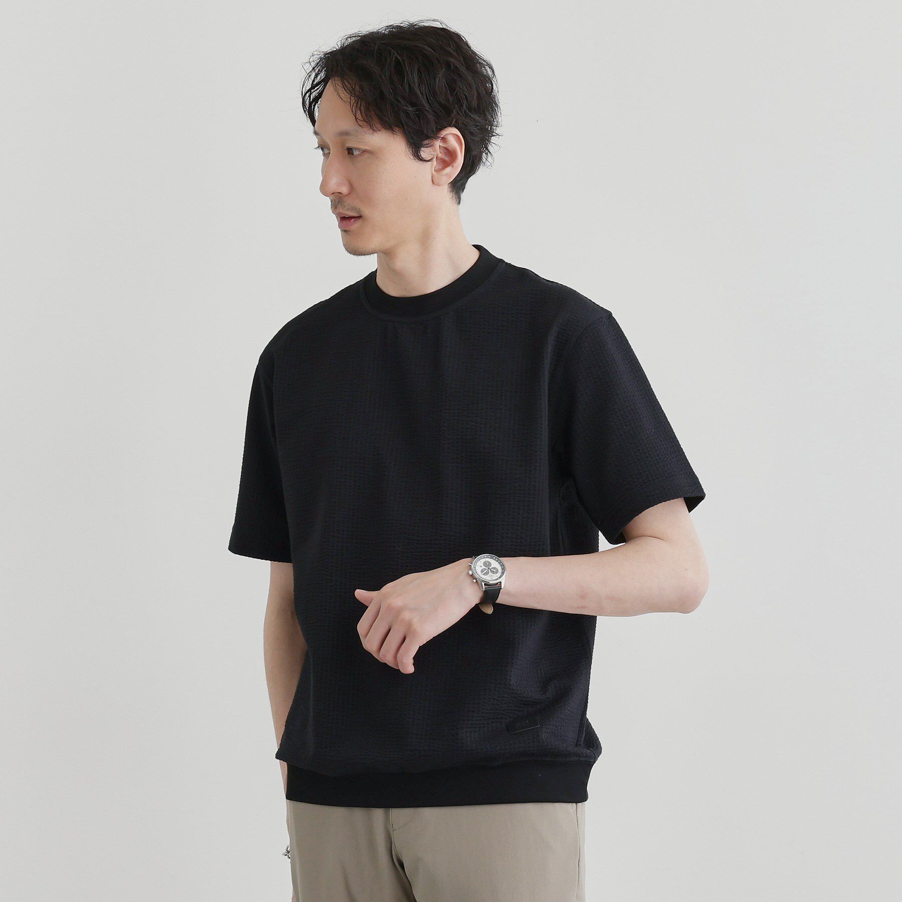 TAKEO KIKUCHI「【抗菌防臭】サッカージャージプルオーバー」|Tシャツ・カットソー|ブラック(019)