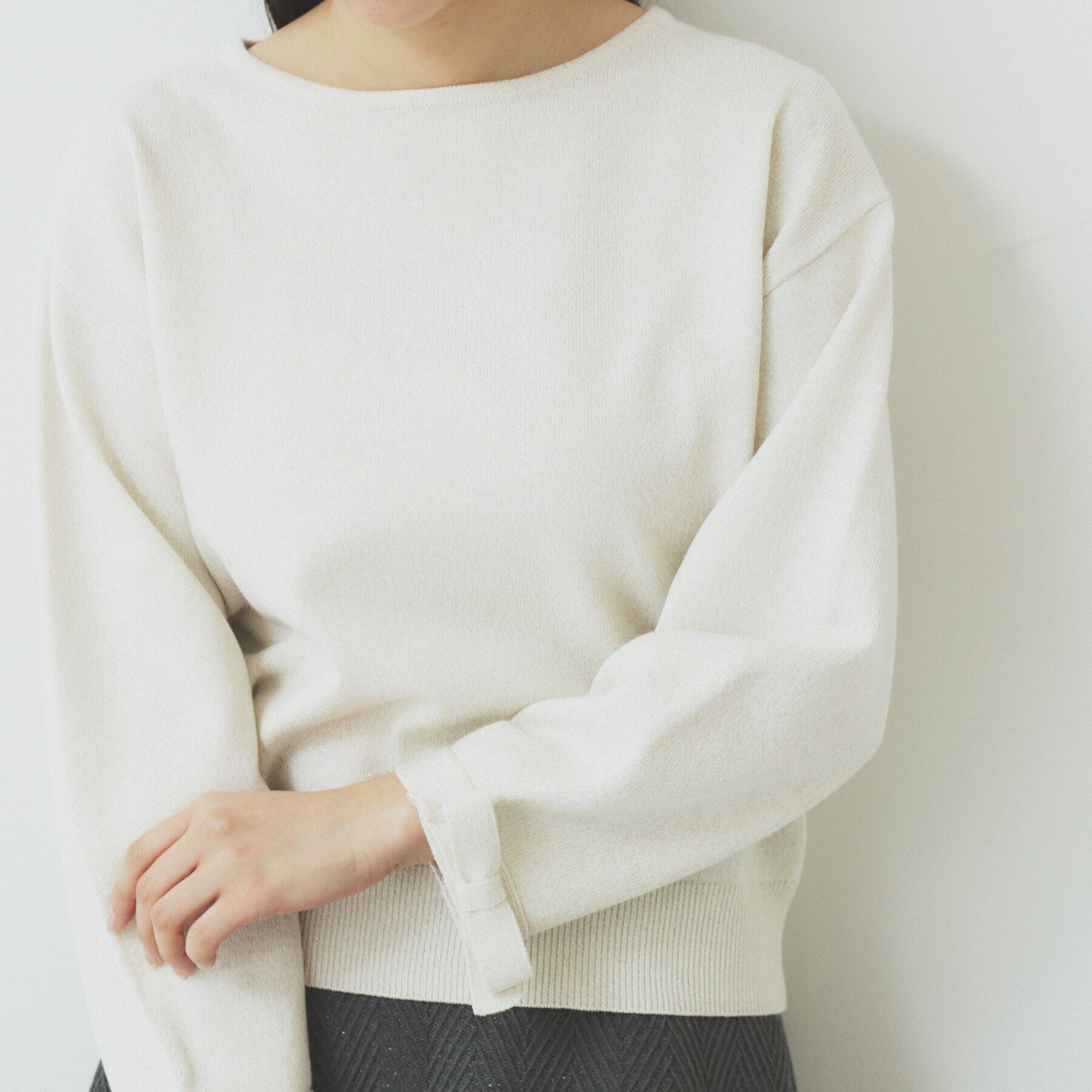 index「ラメリボンスリーブ二ット【洗濯機洗い可/抗ピル】」|ニット・セーター|