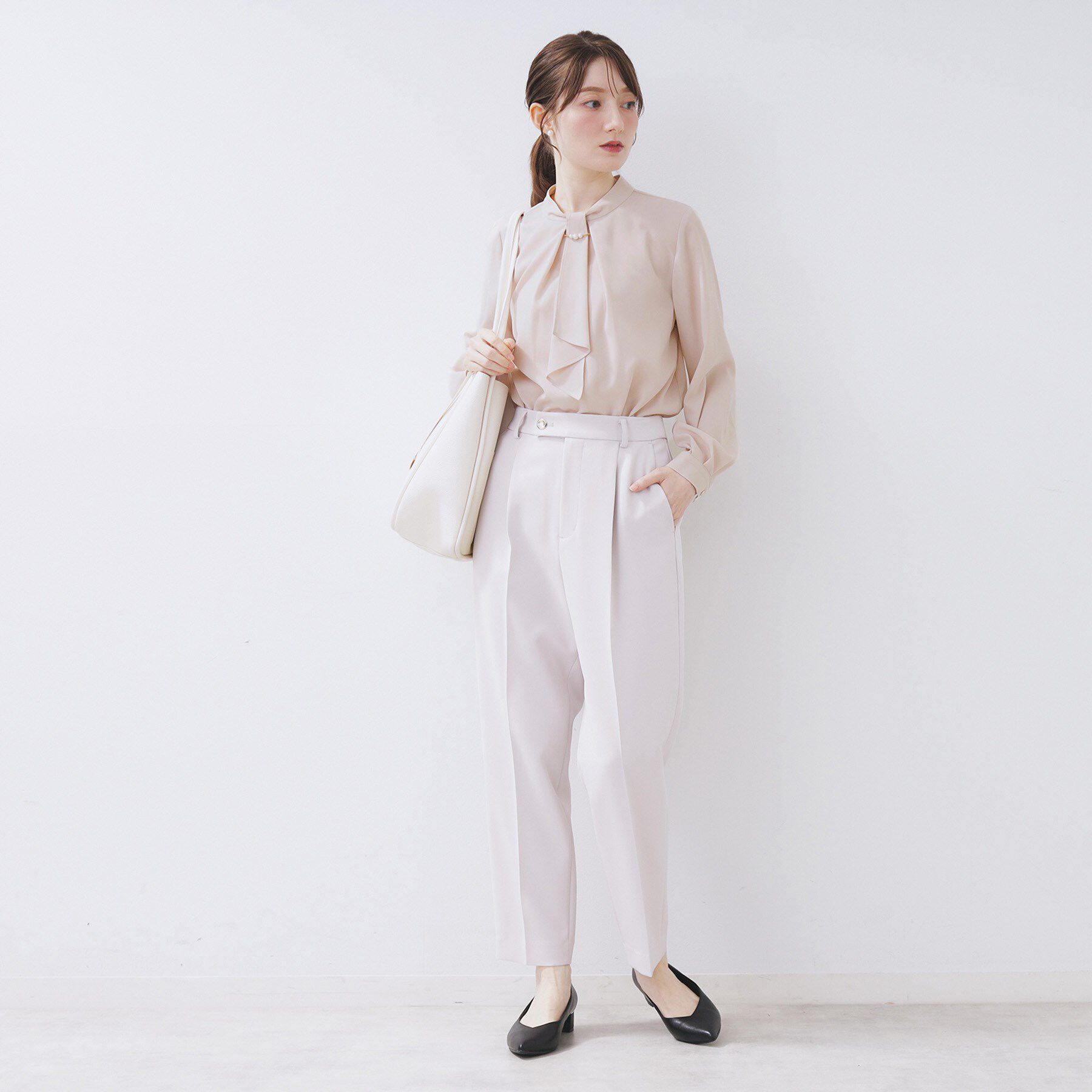 index「ボウタイタックブラウス【洗濯機OK/防シワ】《XS～3L》」|シャツ・ブラウス|