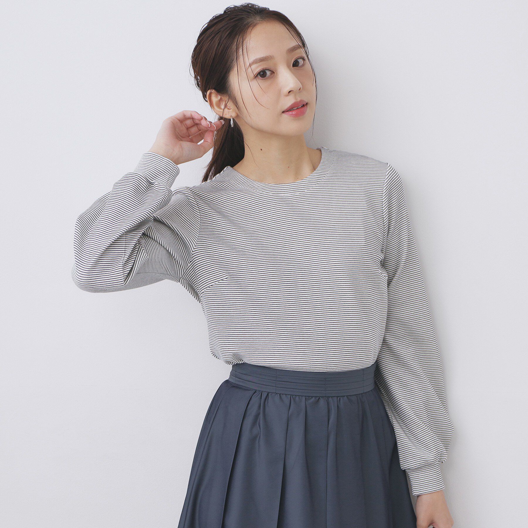 index「レース衿付きピケジャージトップス【洗濯機OK】」|Tシャツ・カットソー|