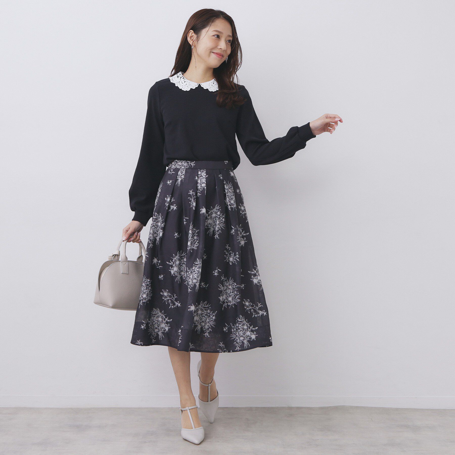 index「レース衿付きピケジャージトップス【洗濯機OK】」|Tシャツ・カットソー|