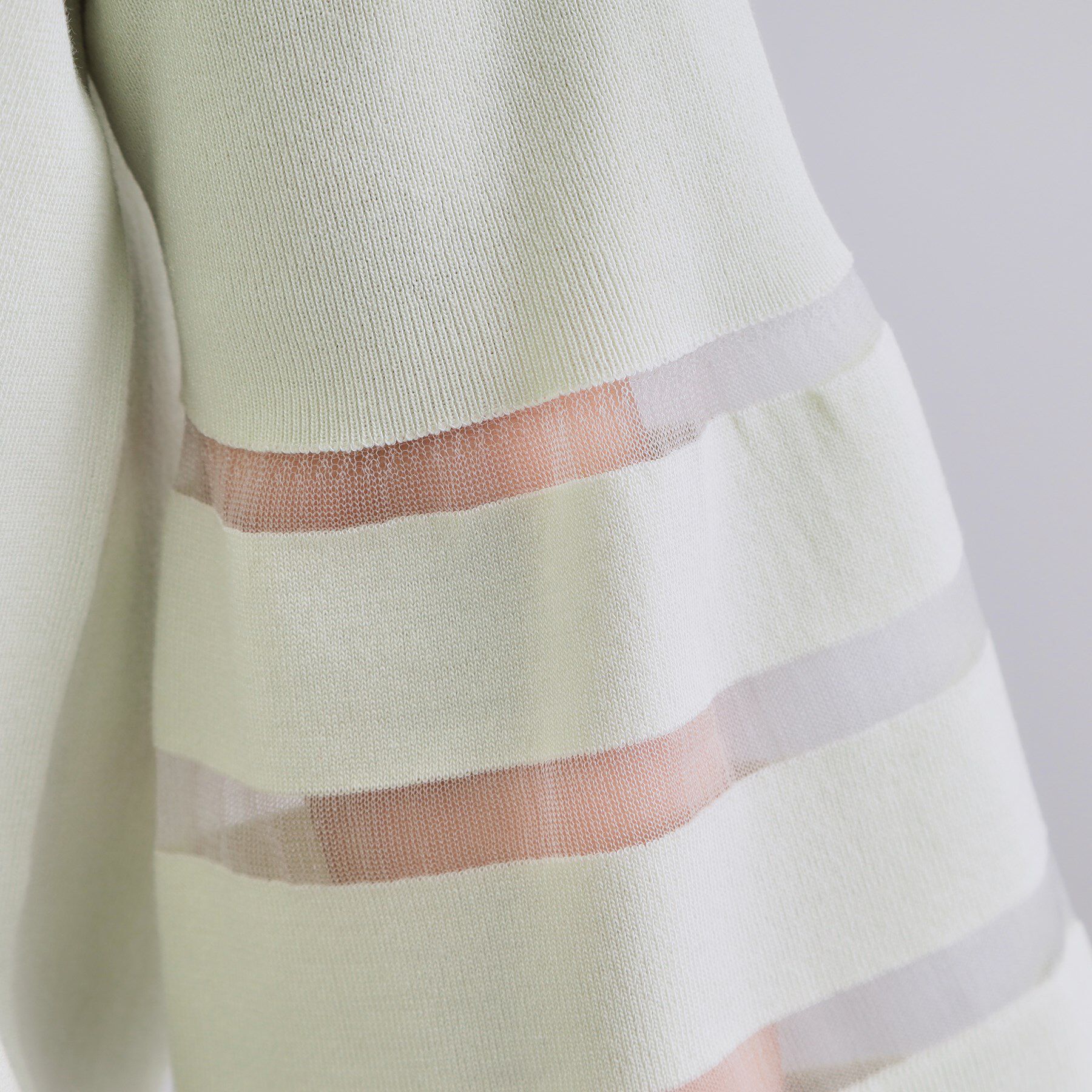 OPAQUE.CLIP「《6色展開》シアーボーダーフレアスリーブニット【洗濯機洗い可】」|ニット・セーター|