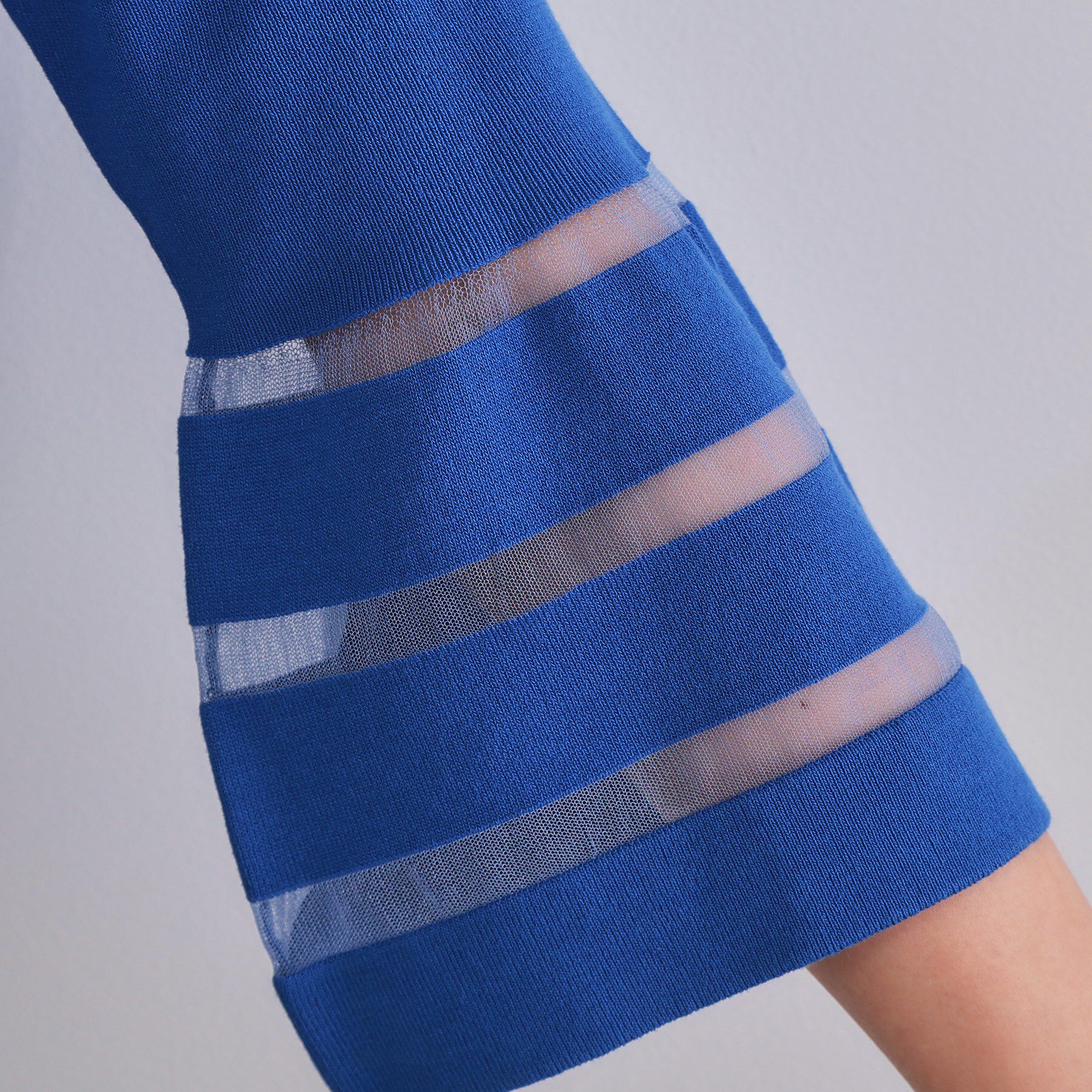 OPAQUE.CLIP「《6色展開》シアーボーダーフレアスリーブニット【洗濯機洗い可】」|ニット・セーター|