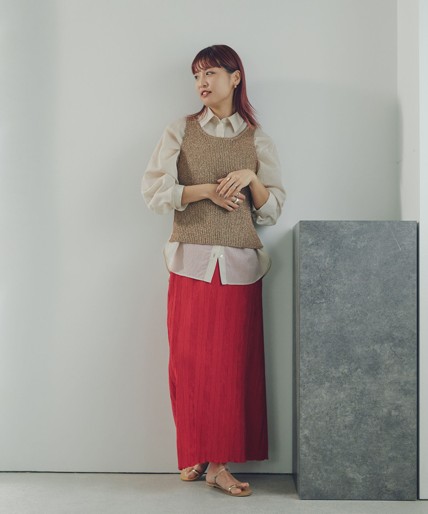  「シャドーチェックイージースカート」|スカート|