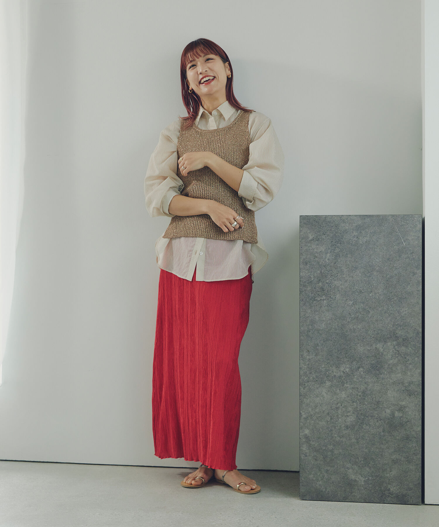  「シャドーチェックイージースカート」|スカート|